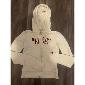 Hollister hoodie jacket sweatshirt full zipper drawstring thick adjustable hood